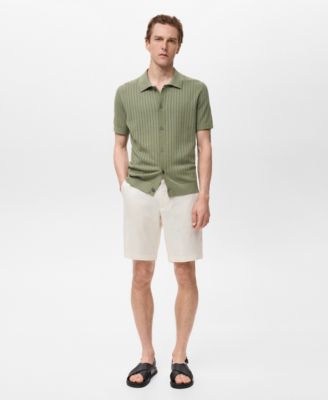 Men's Slim-Fit Linen Bermuda Shorts