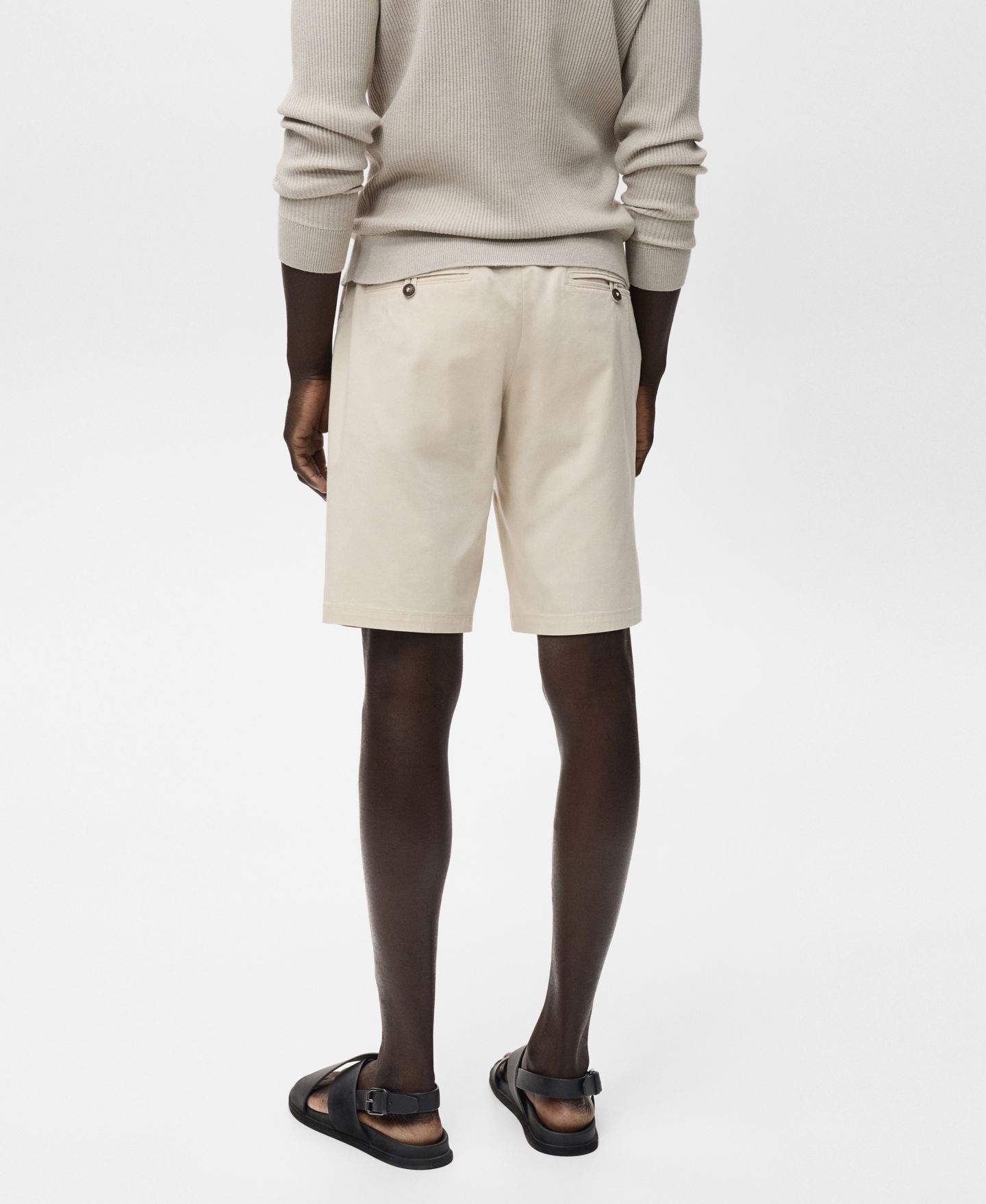 Мужские шорты Mango Straight Cotton 10" Bermuda, цвет: Бежевый — фото 3