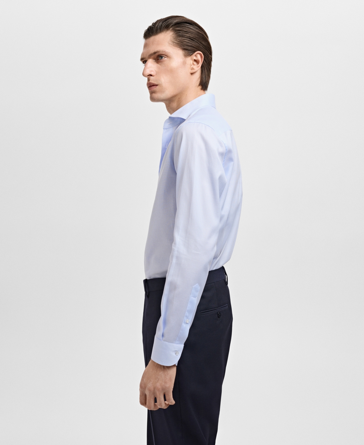 Mango Slim Fit Stripe Button-up Shirt With Contrast Collar In Blue