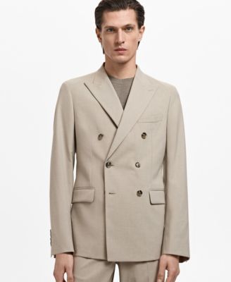 MANGO - Men's Monaco Double-Breasted Slim-Fit Suit Blazer