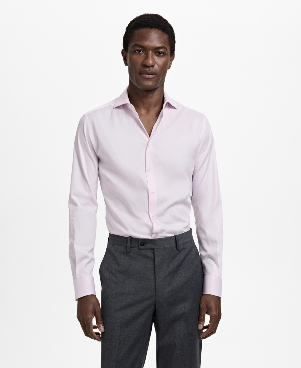 Mango Slim Fit Cotton Suit Button-up Shirt In Pink