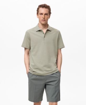 Men's Fine Rib-Knit Polo Shirt