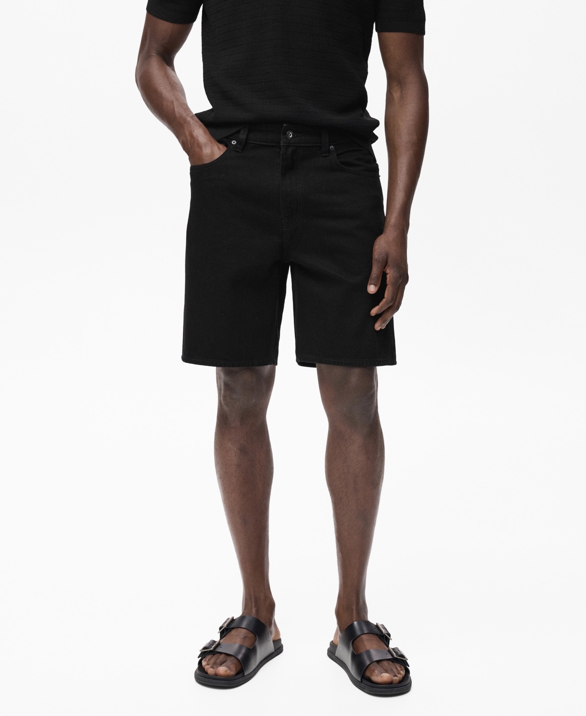 Men's Regular-Fit 9" Denim Shorts - Black denim