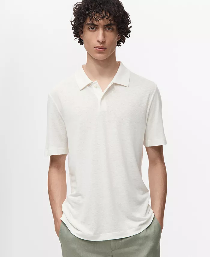 Men's Linen-Blend Slim Fit Polo Shirt
