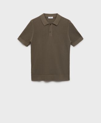 Men's Openwork Knitted Cotton Polo Shirt