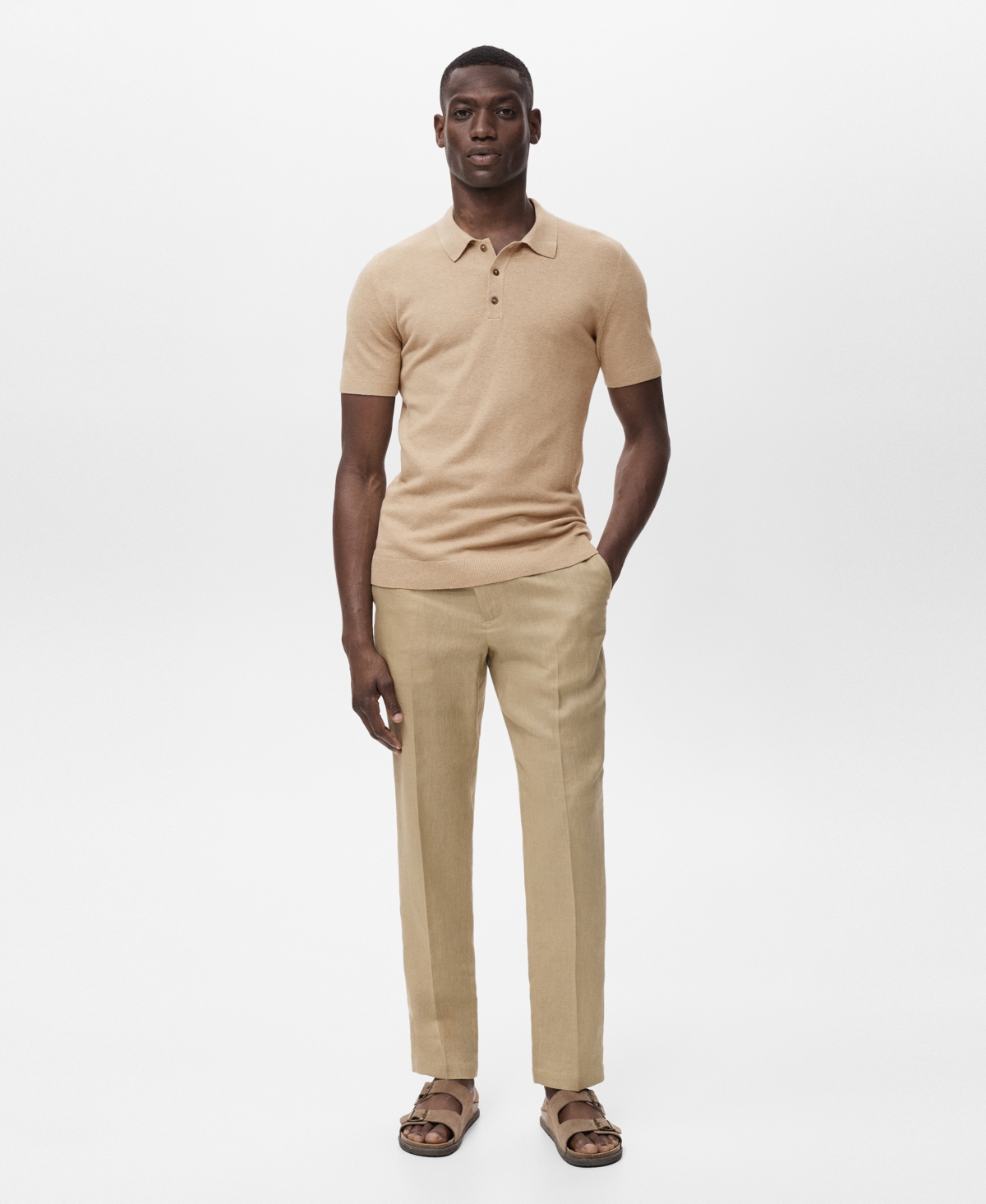 Mango Slim Fit Polo In Brown