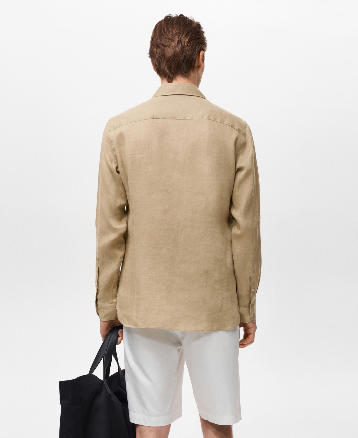 Mango Pinstripe Linen & Cotton Button-up Shirt In Sand