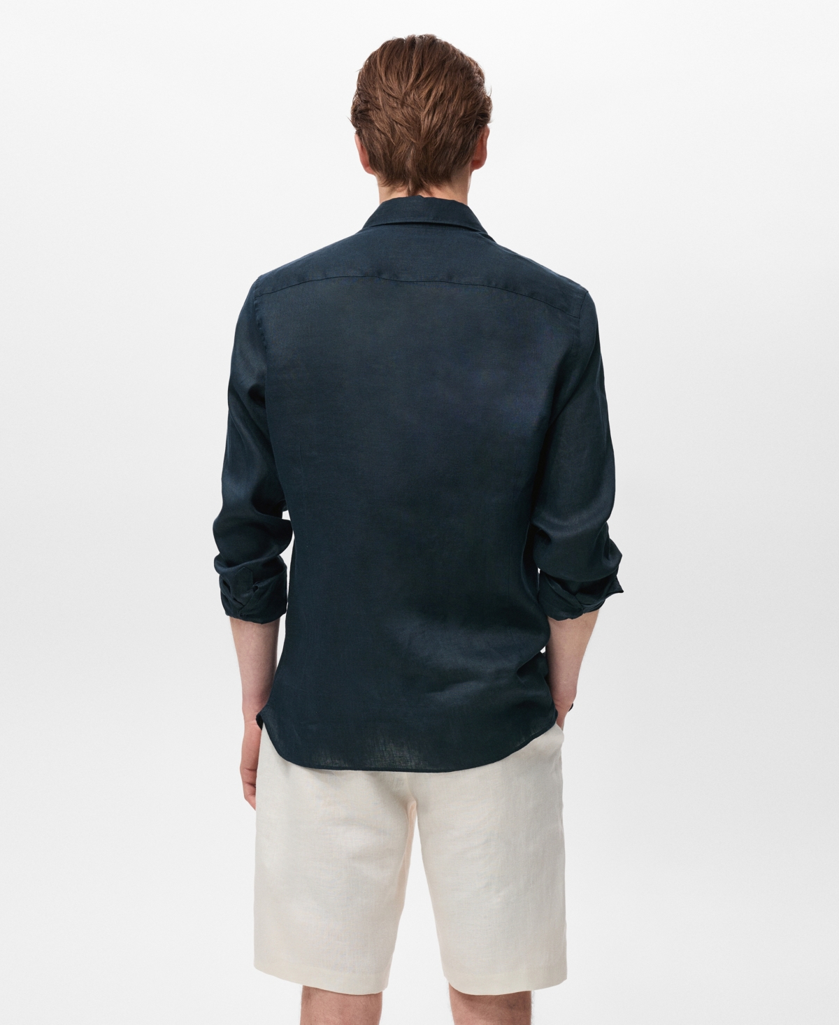 Mango Slim Fit Linen Button-up Shirt In Blue