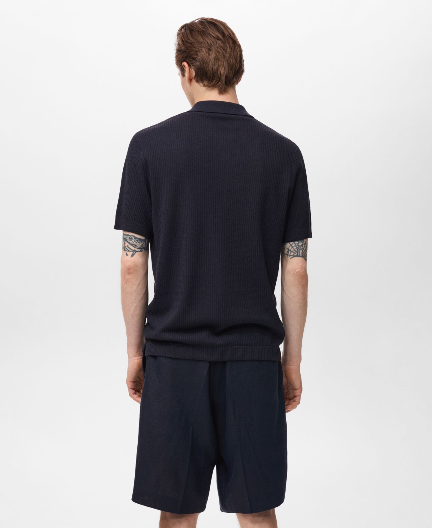 Мужская рубашка Mango Rib-Knit, цвет: Тёмно-синий — фото 3