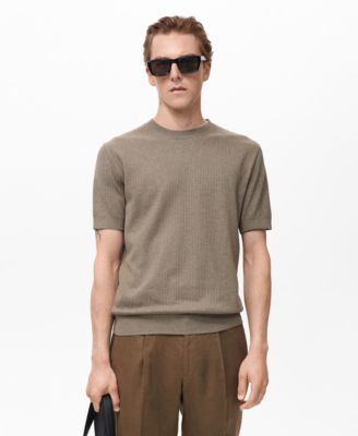 MANGO - Men's Ribbed Knit T-Shirt