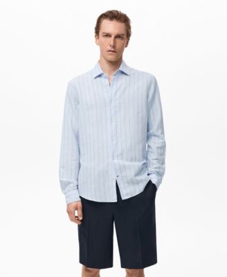 MANGO - Men's Linen Pinstripe Shirt