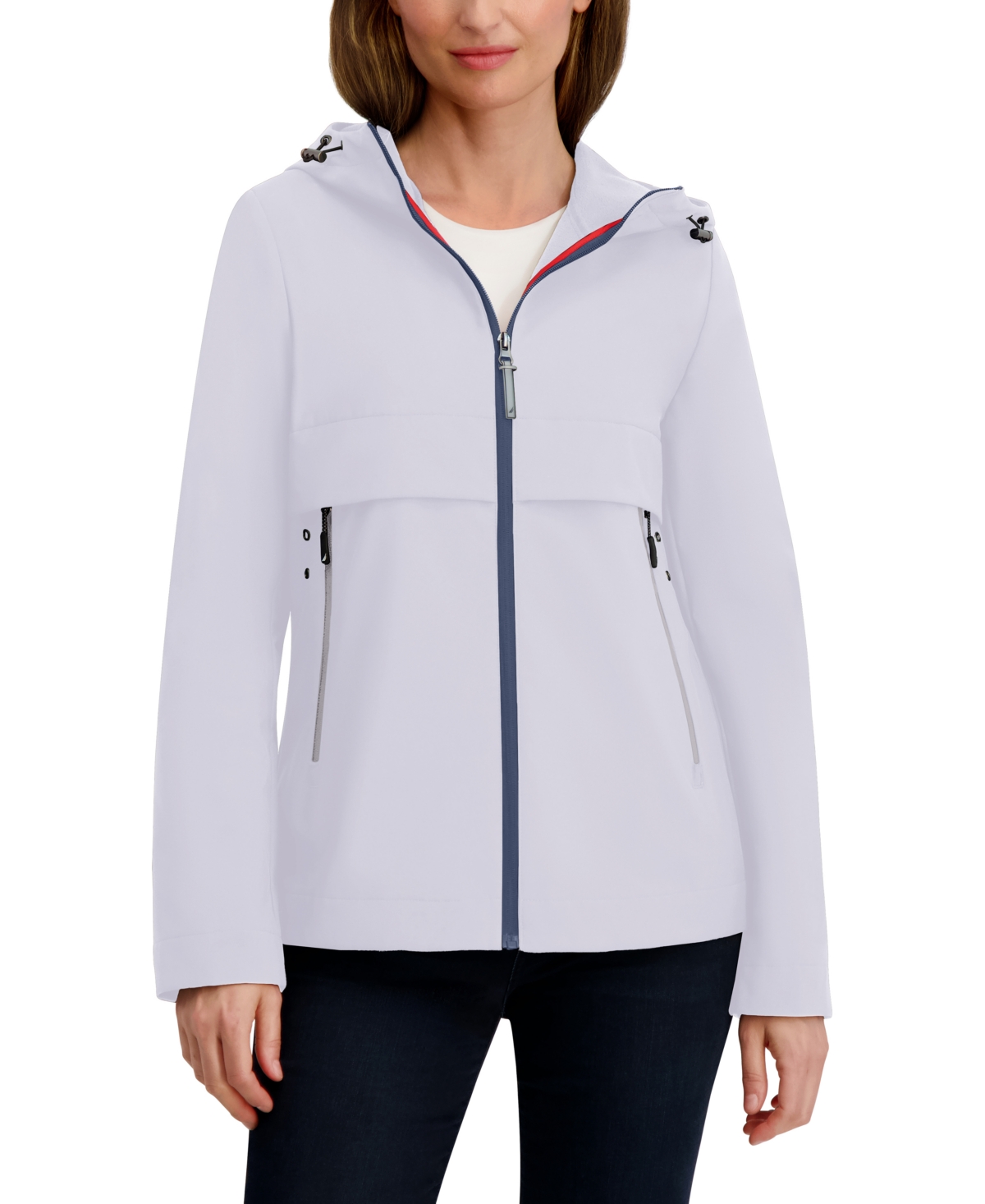 Nautica Women's Hooded Softshell Coat In Blue