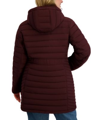 Plus Size Hooded Water-Resistant Puffer Coat