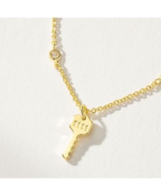 14K Gold-Plated Angel Number Key Necklace, 14" + 2" extender