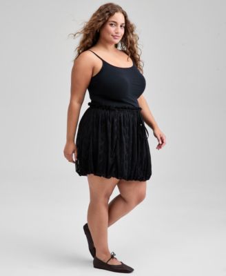 Trendy Plus Size Bubble-Hem Mini Lace Skirt, Macy's Exclusive 