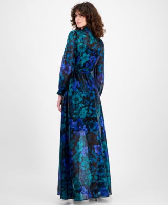 Women's Floral-Print Maxi Shirtdress