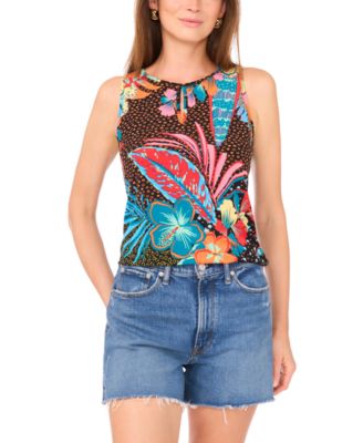 Vince Camuto - Women's Printed Sleeveless Keyhole Top