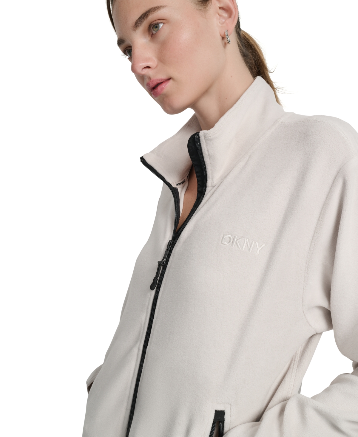 Dkny Sport Woman Sweatshirt Beige Size Xl Polyester, Elastane In White