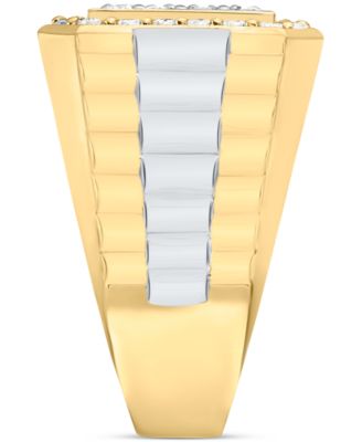 Men's Diamond Cluster Ridged Statement Ring (2 ct. t.w.) in 10k Gold