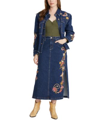 Driftwood - Women's Svetlana Lillies & Lassos Floral Denim Skirt