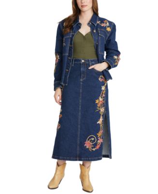 C.D.S クールドライブストライカー マリア刺繍 2WAY デニム ツナギ　S Driftwood Women's Svetlana Lillies & Lassos Floral Denim Skirt