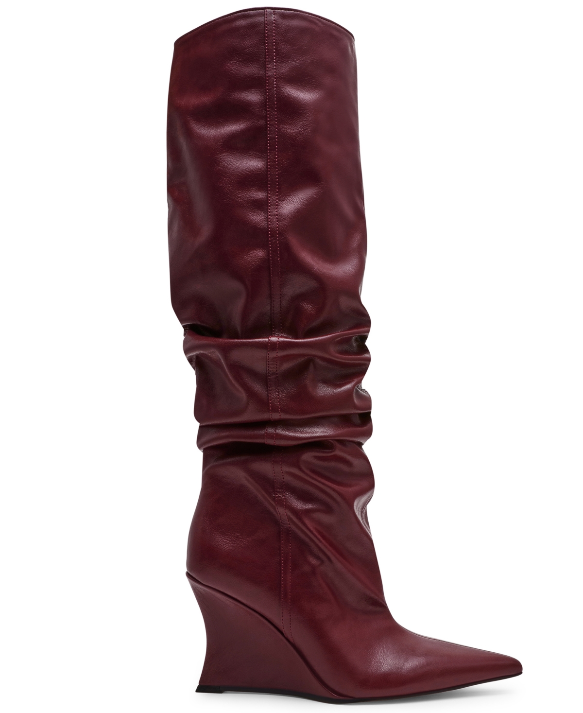 Steve Madden Women's Distortion Knee-high Wide-calf Slouch Wedge Boots In Burgundy