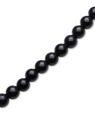 Onyx & Cultured Freshwater Pearl (7-8mm) Stretch Bracelet in Sterling Silver (Also in Rose Quartz)