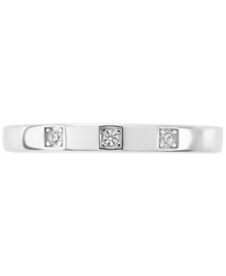 Pav&eacute; Cubic Zirconia Triple Stone Ring in Sterling Silver