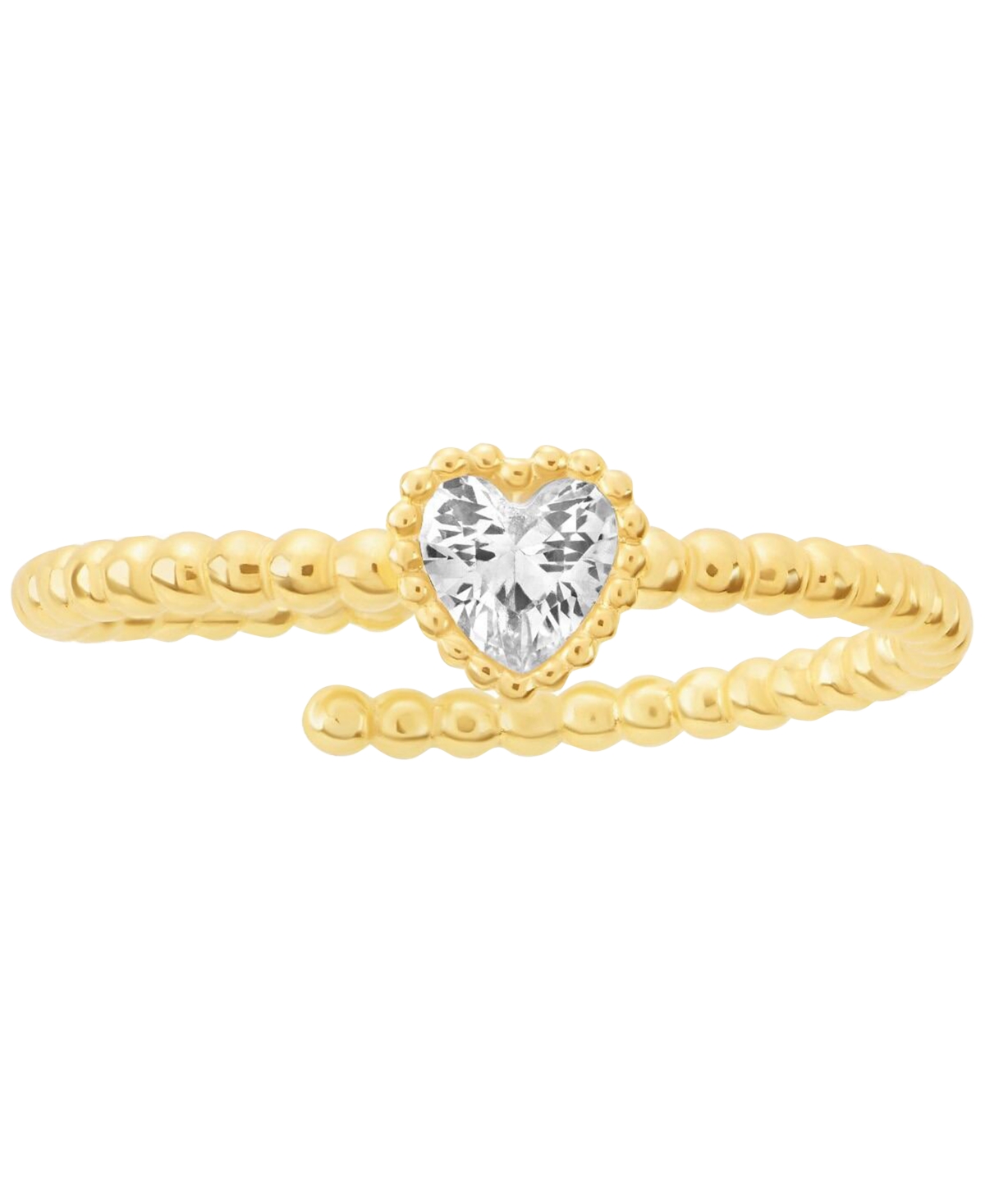 Macy's Cubic Zirconia Heart Accent Ring In 18k Gold-plated Sterling Silver In Gold