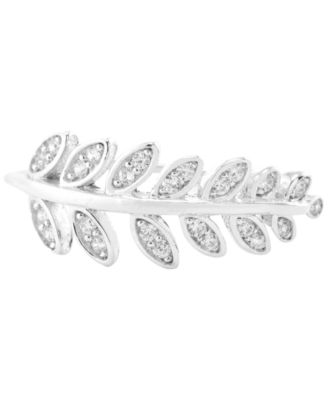 Pav&eacute; Leaf Ring in Sterling Silver (also in 18k Gold-Plated Sterling Silver)