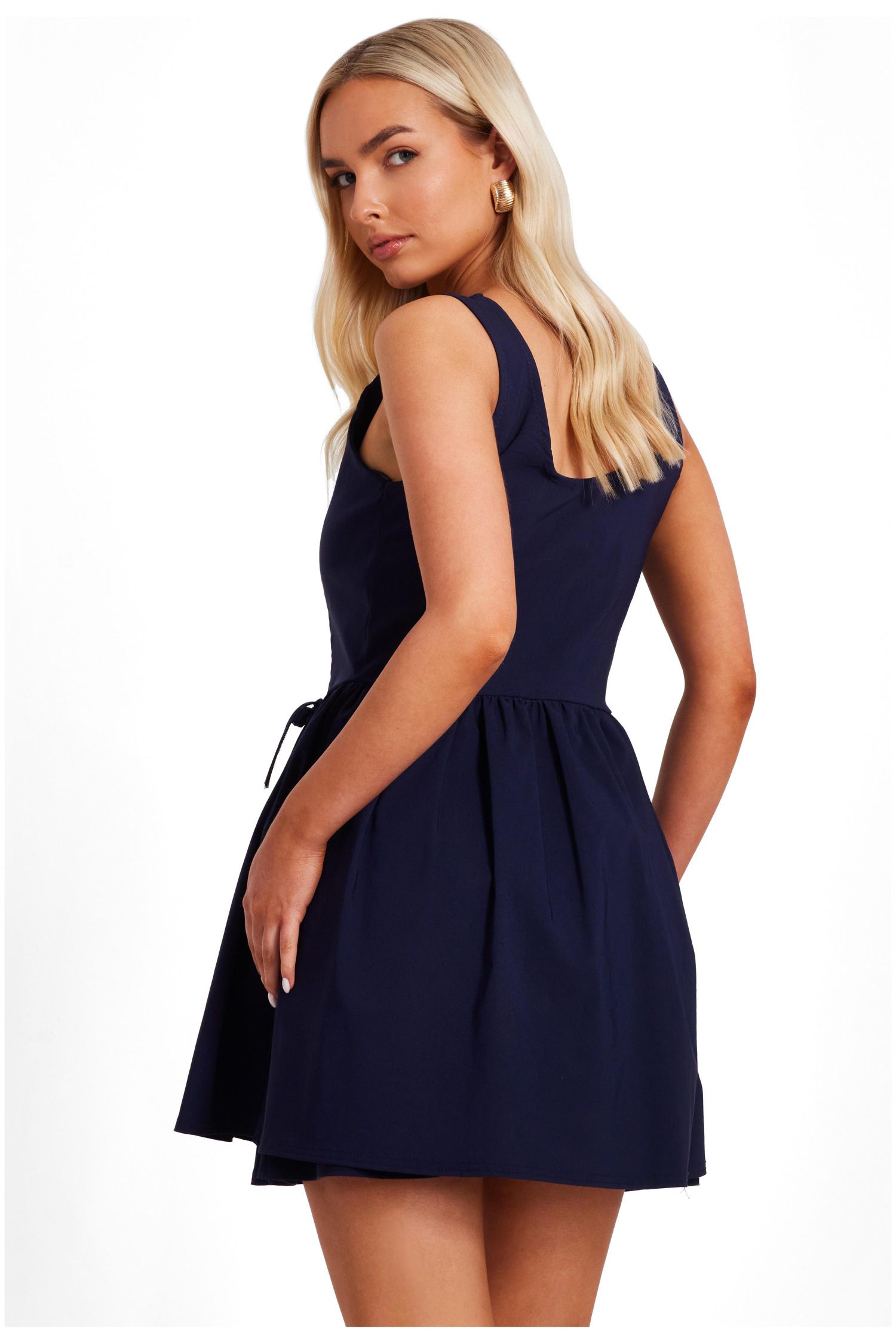 Women's Bengaline Square Neck Mini Dress