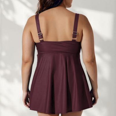 Plus Size Amber Flared Tankini Swim Top With Adjustable Straps and Removable Cups