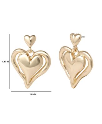 Double Heart Drop Earrings