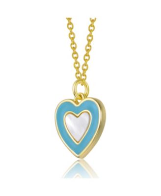 Kids 14K Gold Plated Enamel & Mother-of-Pearl Double Heart Necklace