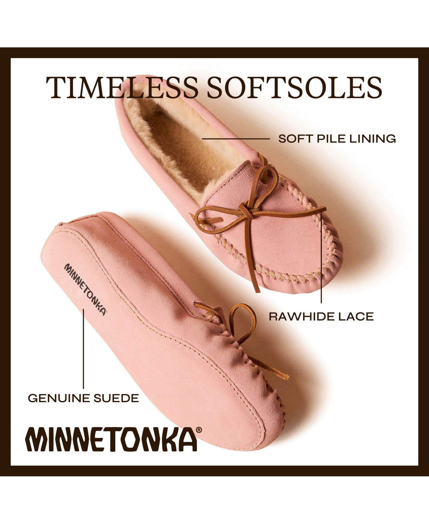 Женские тапочки Minnetonka Suede Pile Lined Softsole Slippers, цвет: Пудровый — фото 6