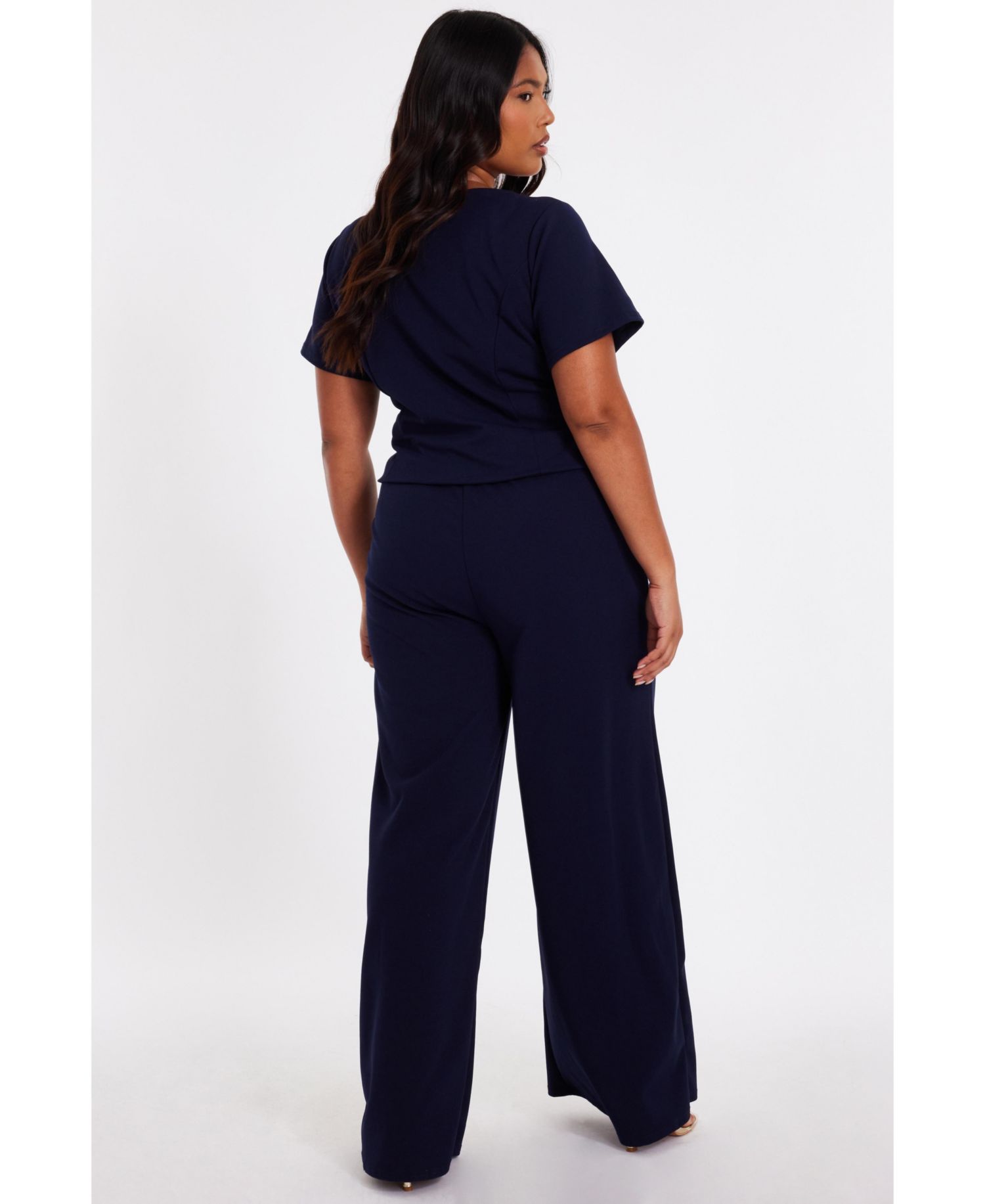 Women's Plus Size Palazzo Button Front Jumpsuit