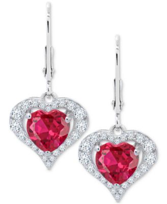 Lab-Grown Pink Sapphire (2-7/8 ct. t.w) and Lab-Grown White Sapphire Earrings in Sterling Silver