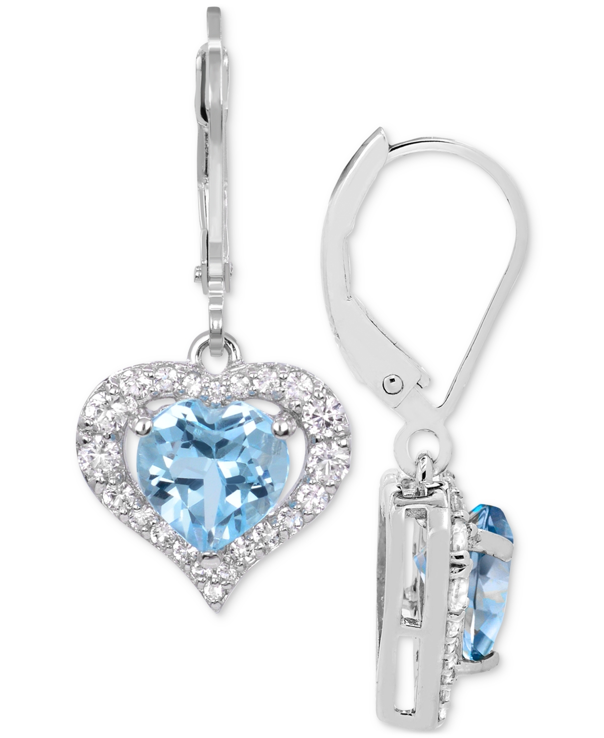 Macy's Lab-grown Pink Sapphire (2-7/8 Ct. T.w) And Lab-grown White Sapphire Earrings In Sterling Silver In Metallic