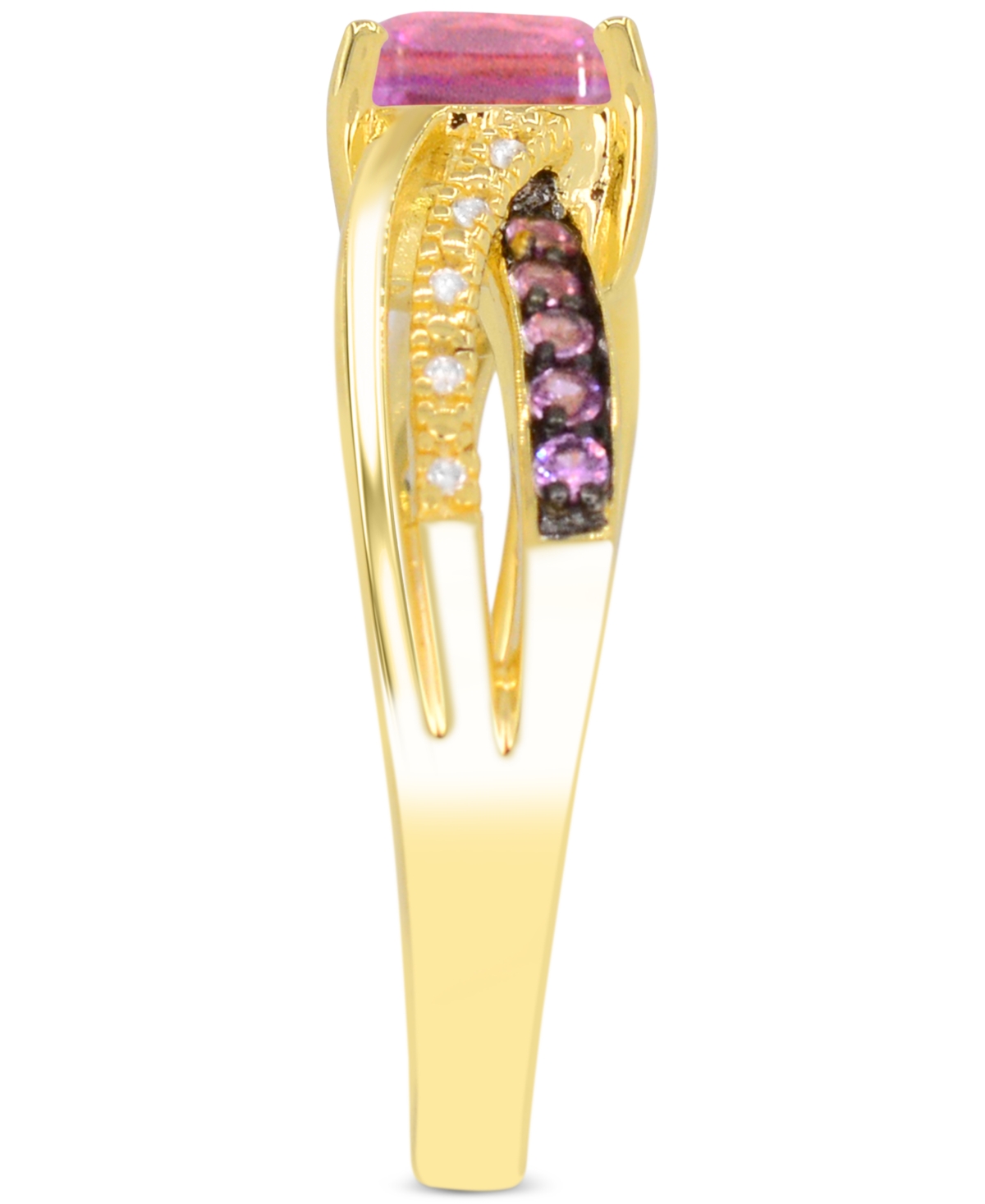 Macy's Lab-grown Ruby (2 Ct. T.w.) & Diamond Accent Swirl Ring In 14k Gold-plated Sterling Silver In Gold