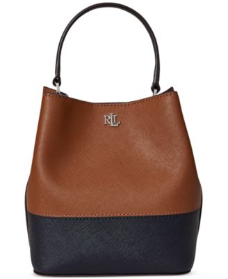 Two-Tone Leather Small Reese Bucket Bag