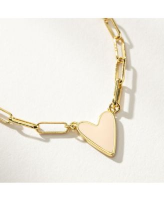-Plated Enamel Heart Necklace