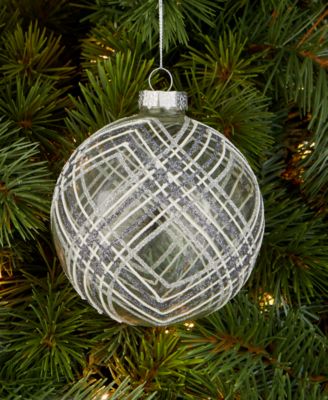 Iced Delight Clear Stripe Ball Ornament, Macy's Exclusive 
