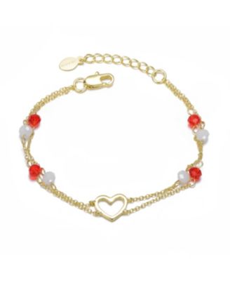 Toddlers/Kids 14K Gold-Plated Heart & Beads Double-Chain Bracelet