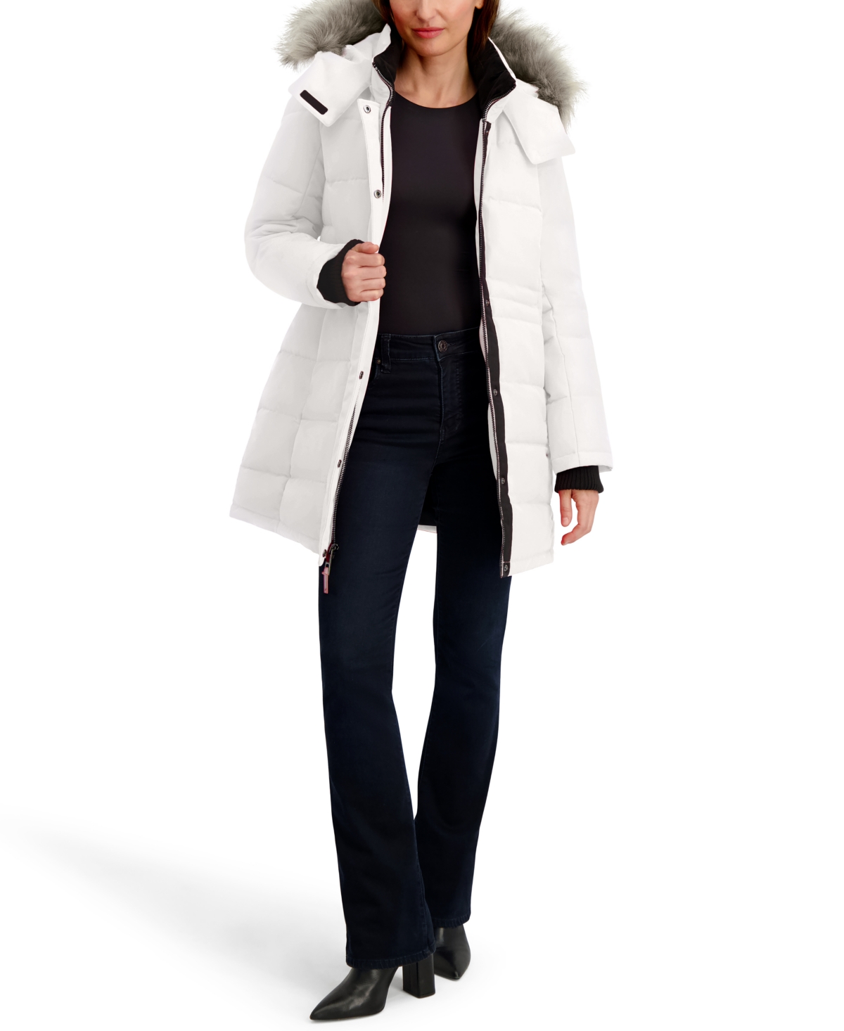 Nautica Women's Hooded Puffer Coat In White