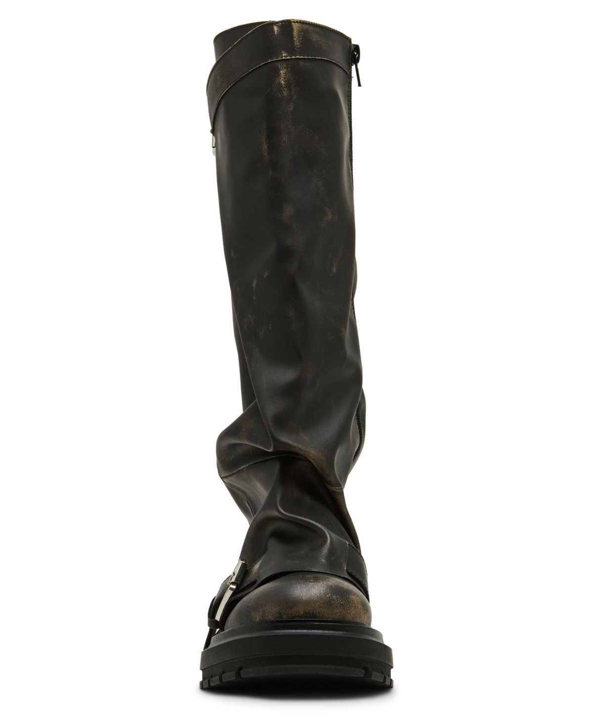 Madden Girl Women's Restore Knee-high Slouchy Lug-sole Moto Boots In Black