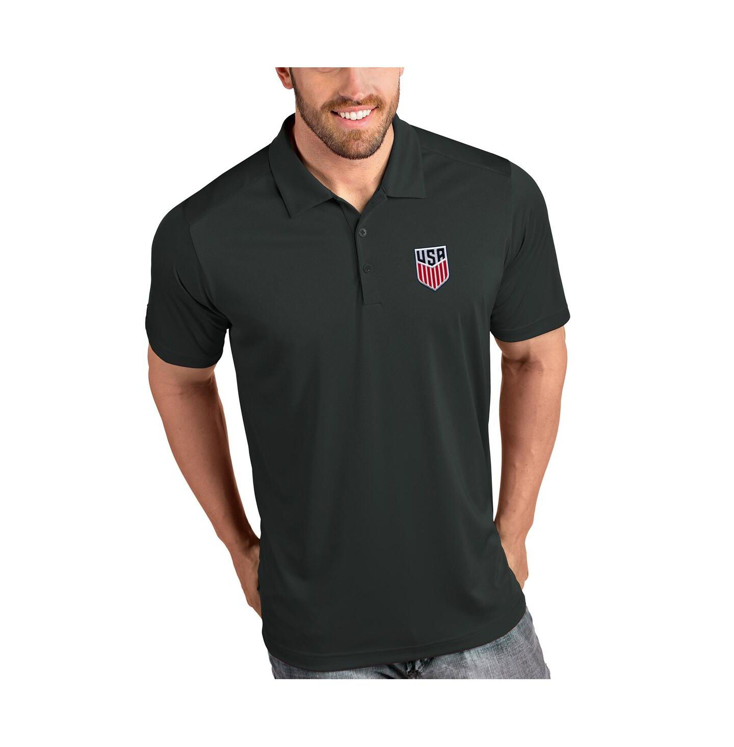 Мужское поло Antigua Charcoal Usmnt Tribute Polo Shirt — фото 1