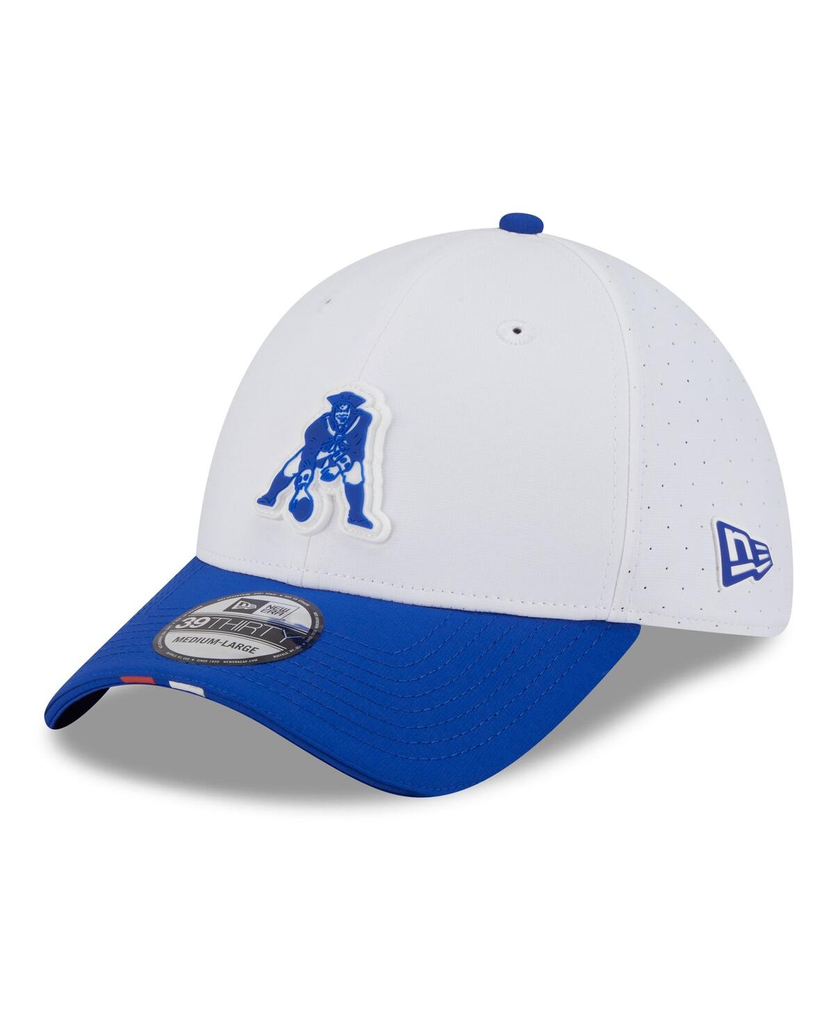 Men's White/Royal New England Patriots 2025 Nfl Training Camp Throwback Logo 39THIRTY Flex Hat - White, Royal