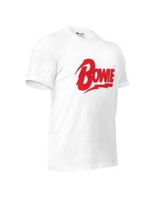 Men's and Women's White David Bowie Logo T-Shirt