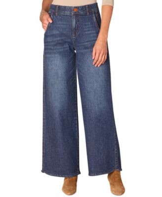 Democracy - Petite "Ab"solution Skyrise Tulip-Hem Wide-Leg Jeans