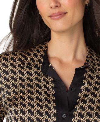 Petite Printed Satin Shirt 